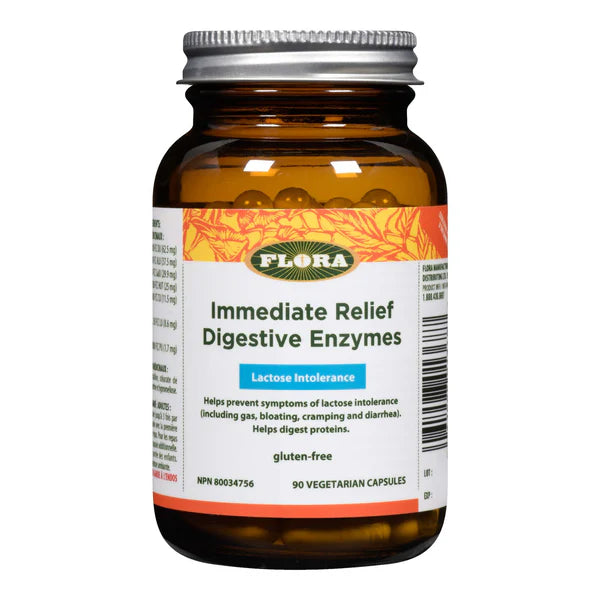 Immediate Relief Digestive Enzymes | Enzymes digestives soulagement immédiat, 90 Vegetarian Capsules -FLORA