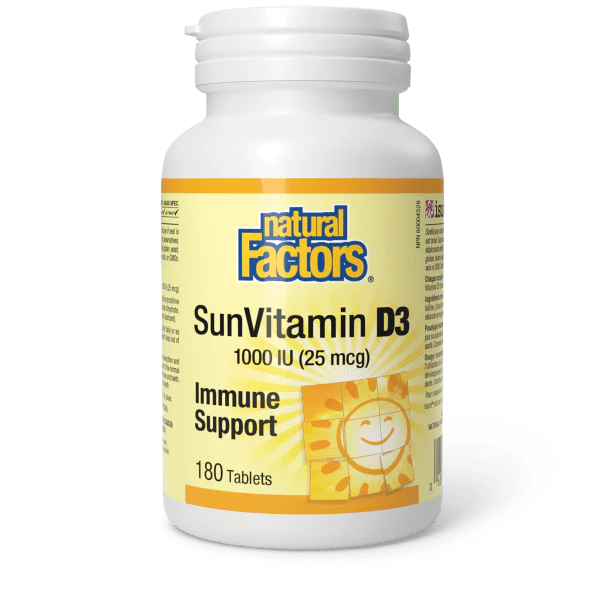 SunVitamin D3 Tablets 1000 IU, 180 Tablets - Natural Factors