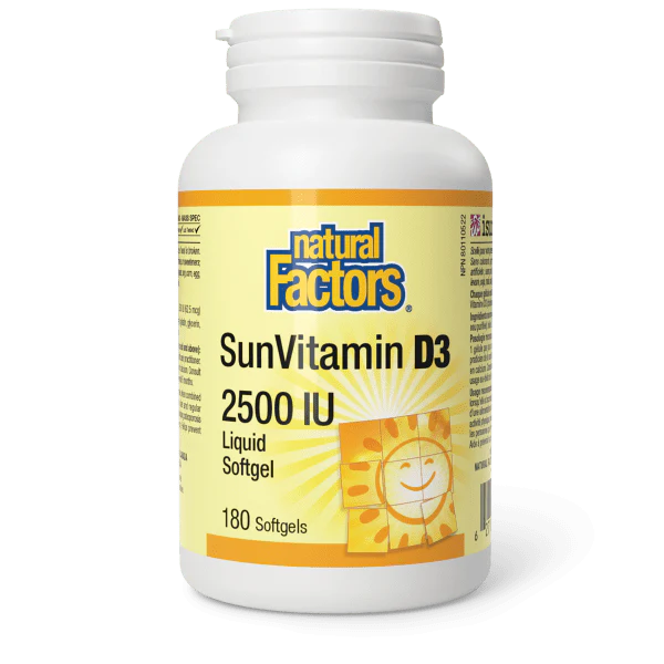SunVitamin D3 2500 IU, 180 Softgels - Natural Factors