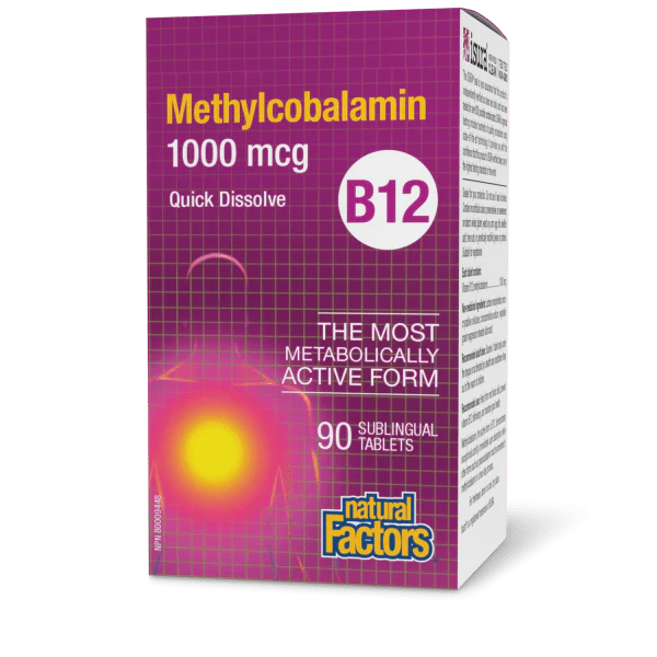 B12 Methylcobalamin 1000 mcg, 90 Sublingual Tablets - Natural Factors