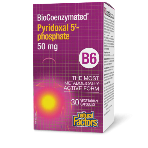 BioCoenzymated Pyridoxal 5’-phosphate B6 50 mg BioCoenzymated™, 30 Vegetarian Capsules - Natural Factors