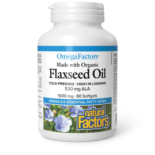 Organic Flaxseed Oil 1000 mg, OmegaFactors 90 Softgels