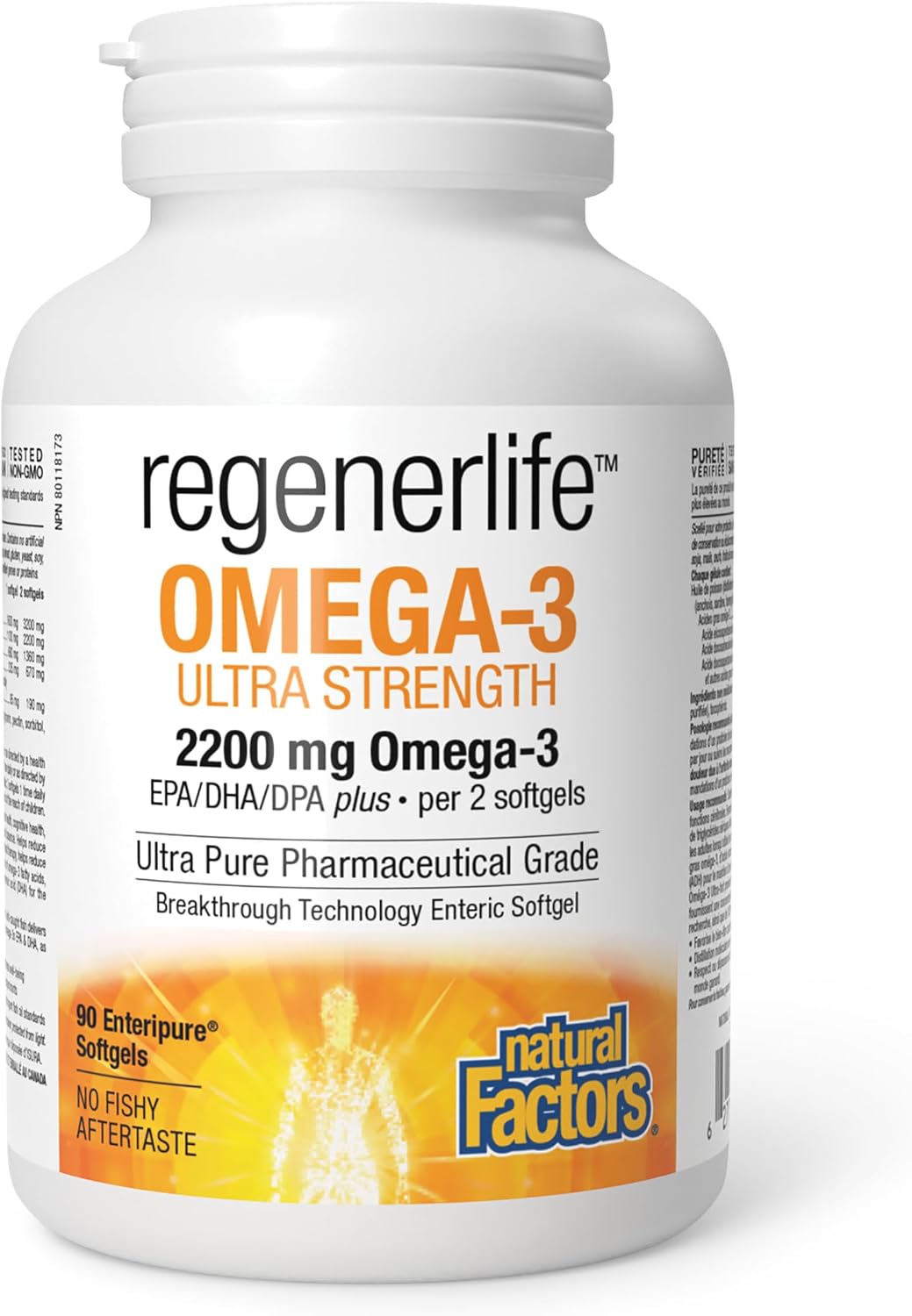 Natural Factors Omega-3+D Ultra Strength 2200 mg / 1000 IU 90 Enteripure® Softgels