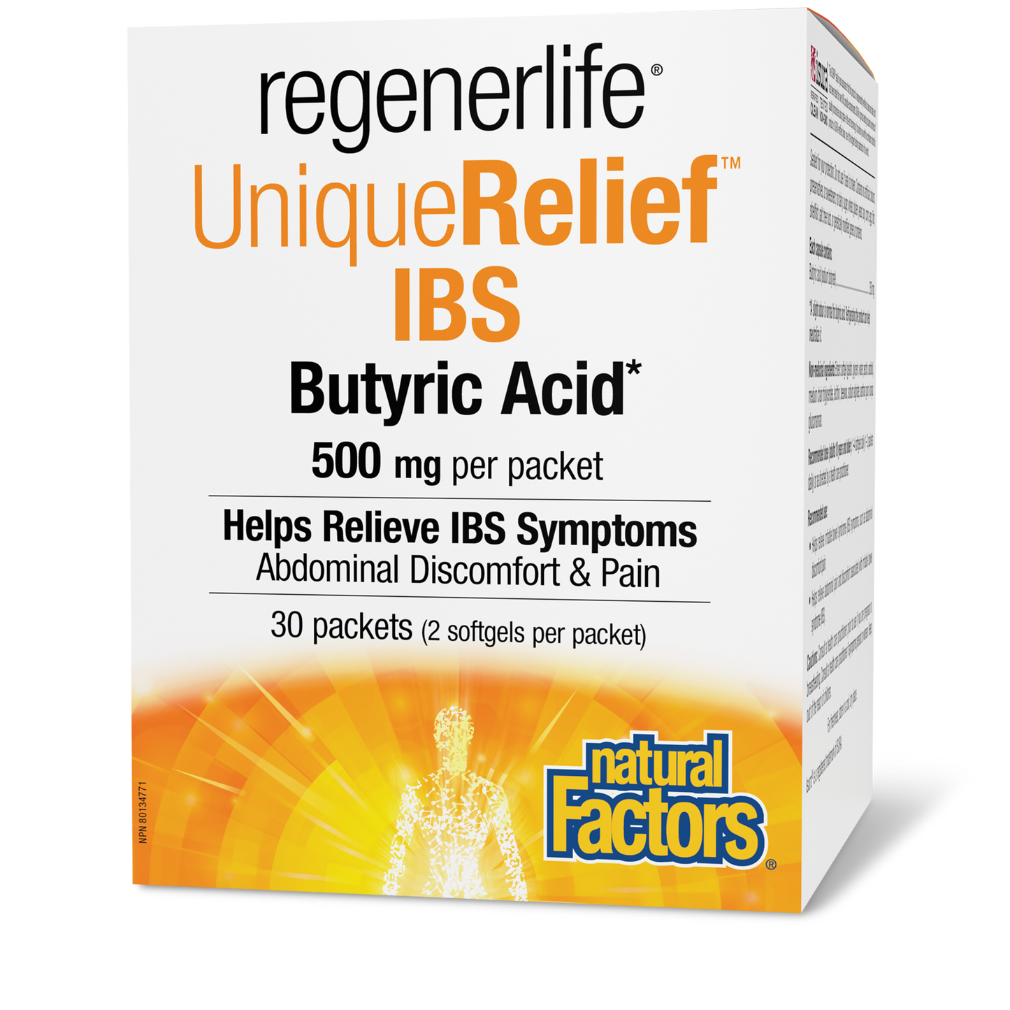 Natural Factors UniqueRelief™ IBS Butyric Acid 500 mg 30 Packets
