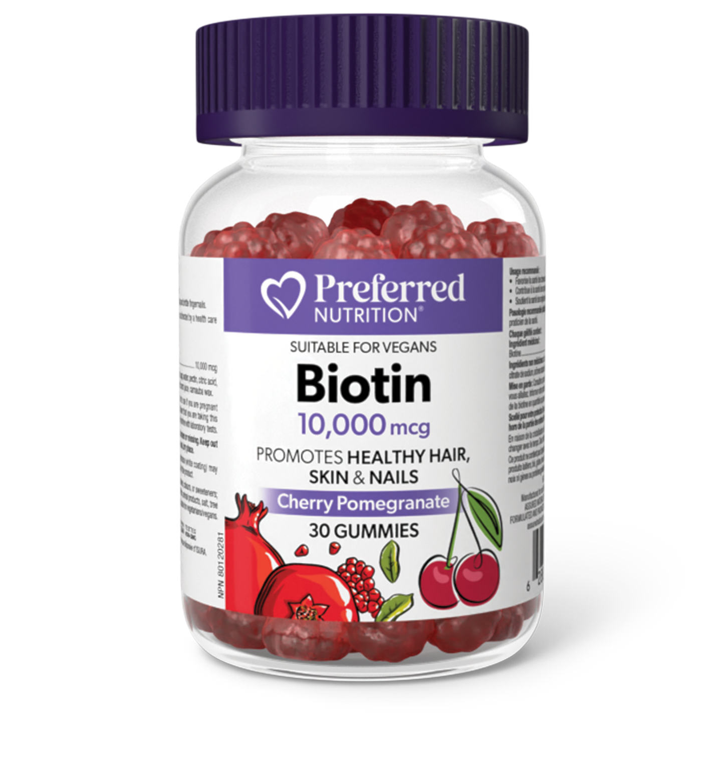 Preferred Nutrition® Biotin 10000 mcg 30 Gummies Cherry Pomegranate