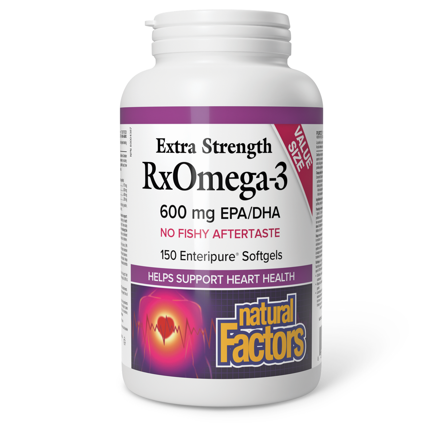 Natural Factors RxOmega-3 Extra Strength 600 mg 150 Enteripure® Softgels