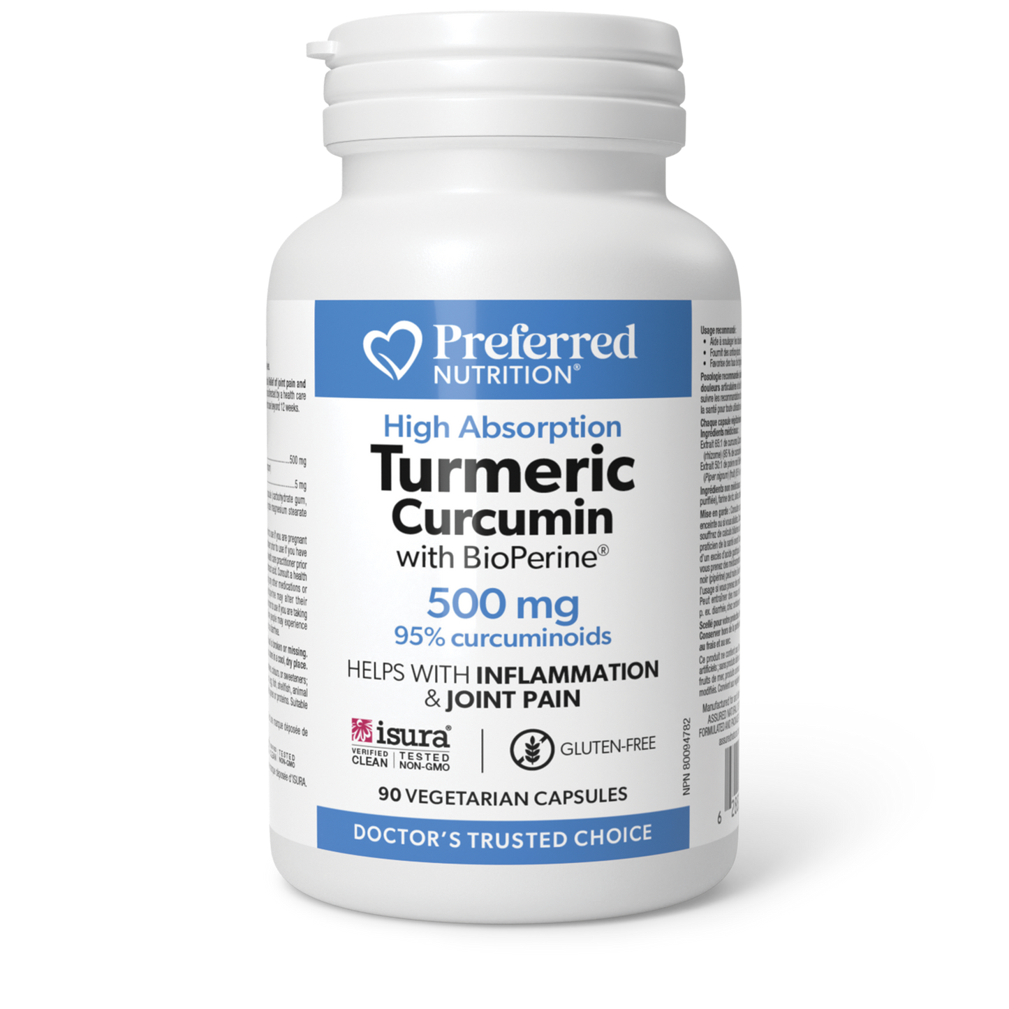 Preferred Nutrition® Turmeric Curcumin with Bioperine 500 mg 90 Vegetarian Capsules