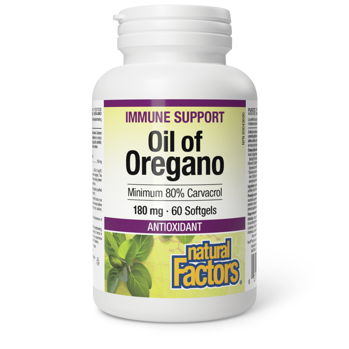 Natural Factors Oil of Oregano 180 mg 60 Softgels