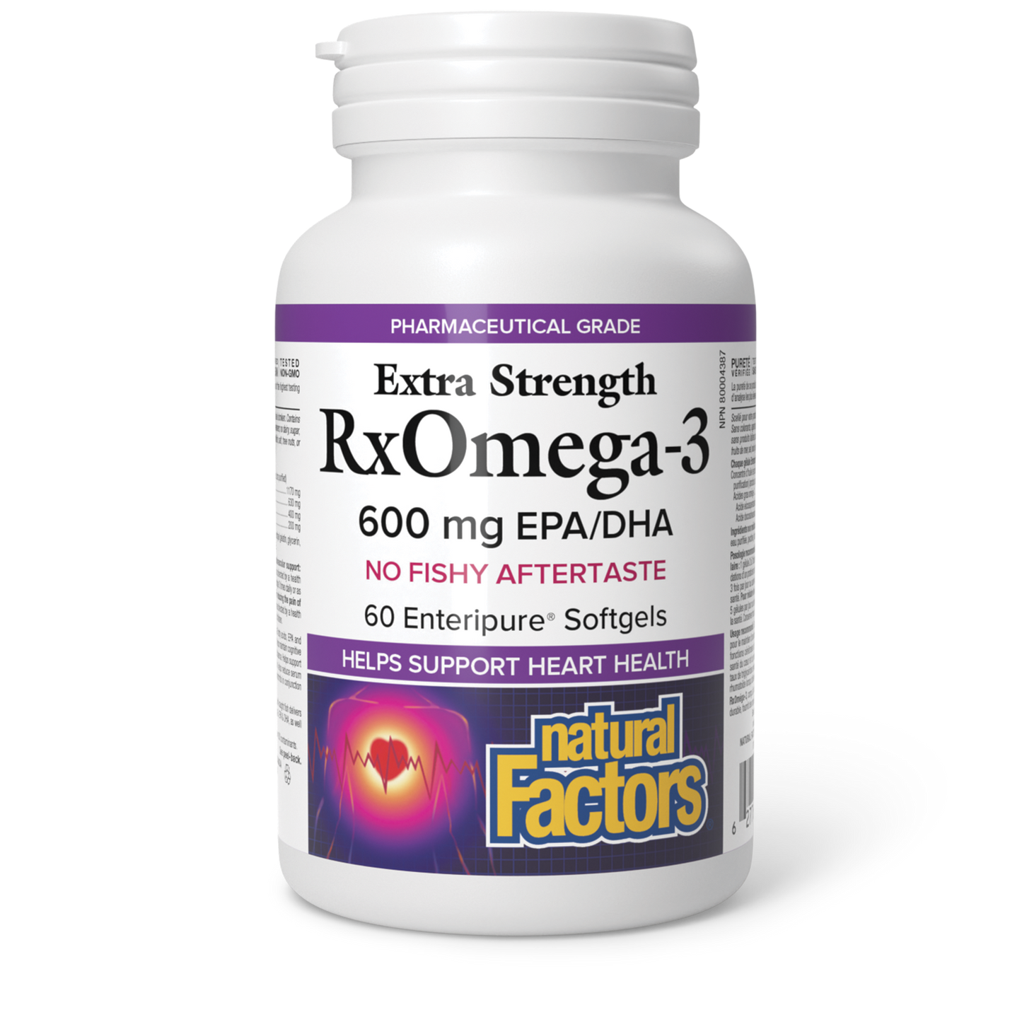 Natural Factors RxOmega-3 Extra Strength 600 mg 60 Enteripure® Softgels