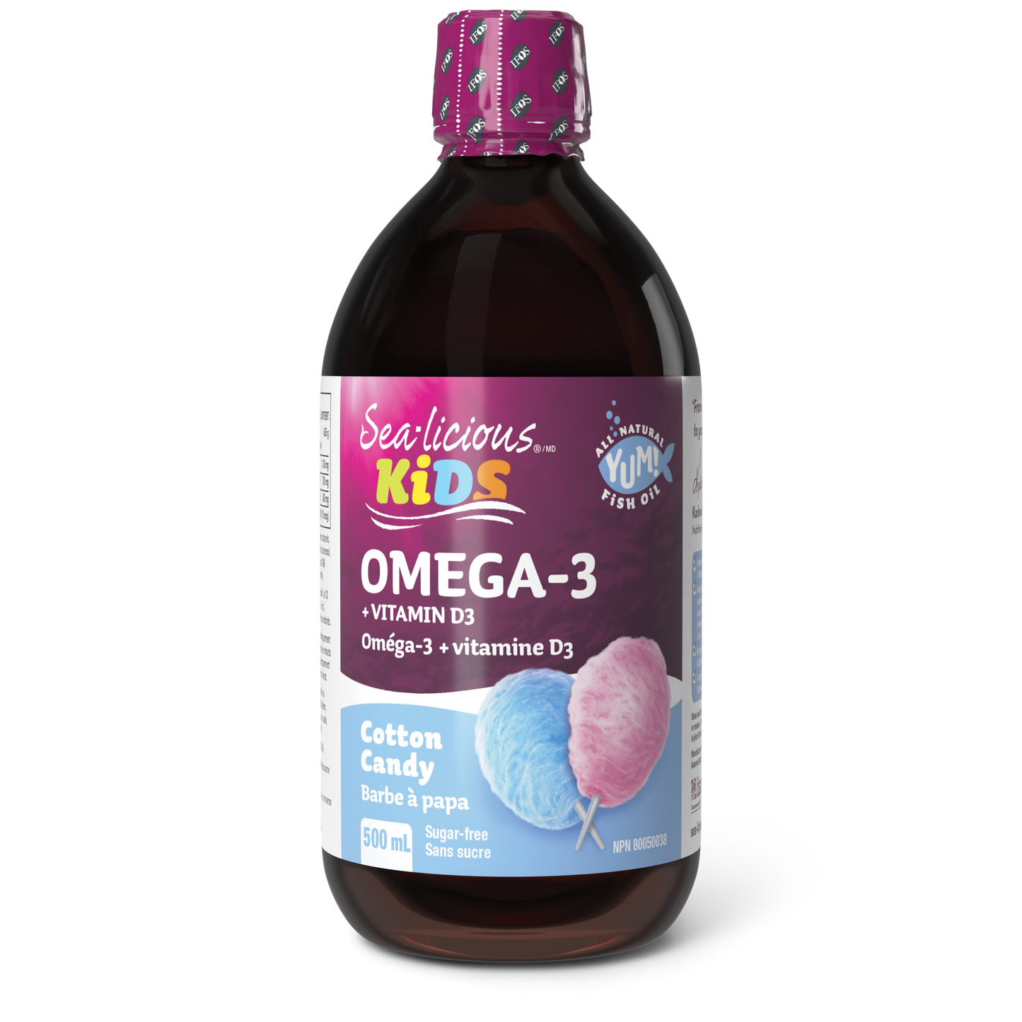 Sea-licious® Omega-3 + Vitamin D3 Kids 1136 mg 500 mL Liquid Cotton Candy