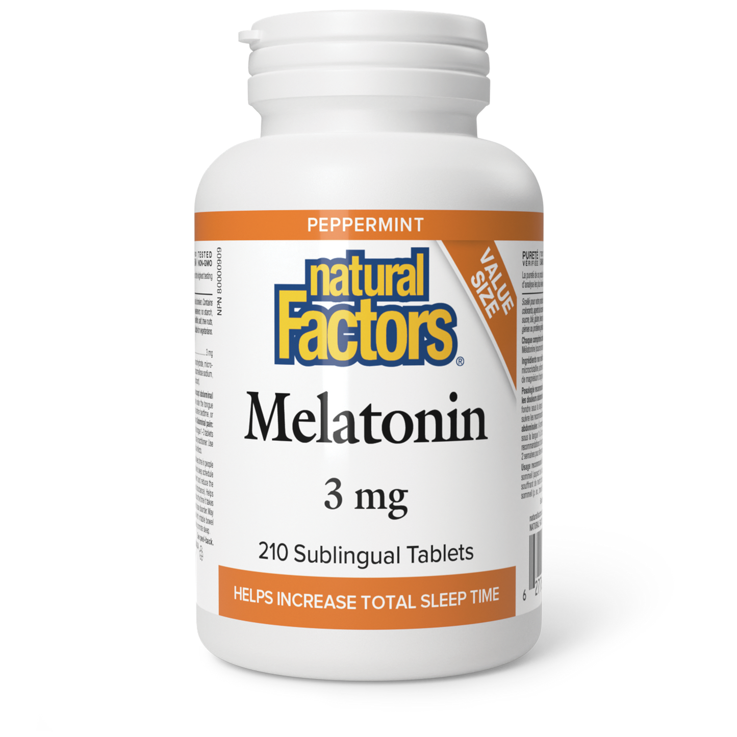 Natural Factors Melatonin 3 mg 210 Sublingual Tablets Peppermint