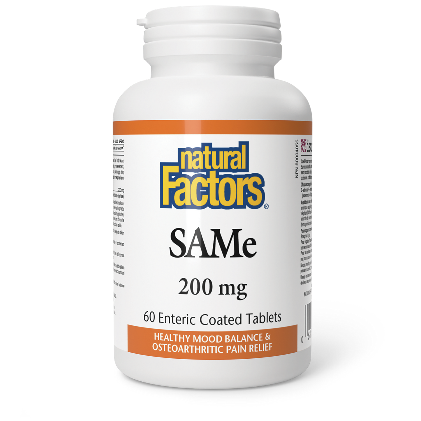 Natural Factors SAMe 200 mg 60 Enteric Coated Tablets