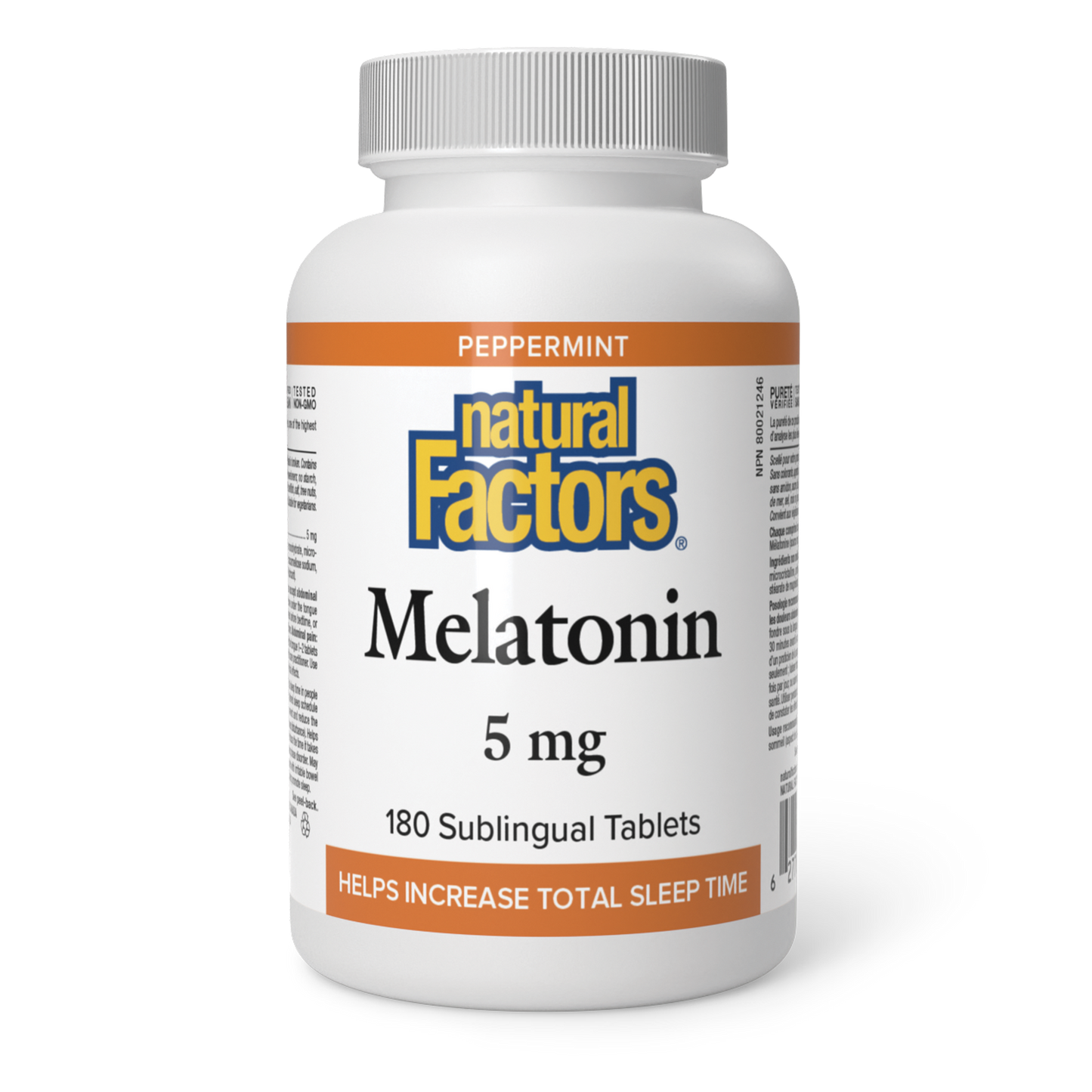 Natural Factors Melatonin 5 mg 180 Sublingual Tablets Peppermint