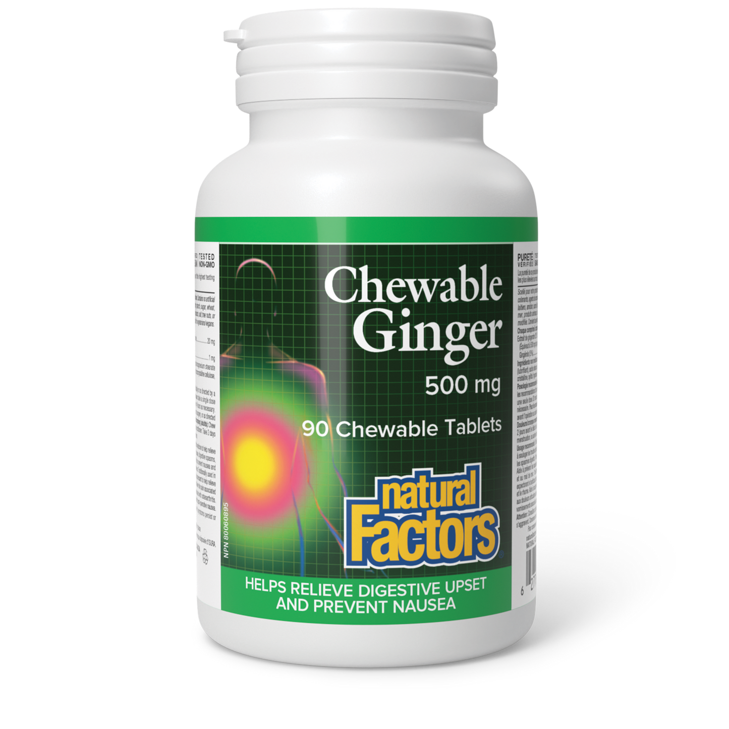 Natural Factors Chewable Ginger 500 mg 90 Chewable Tablets