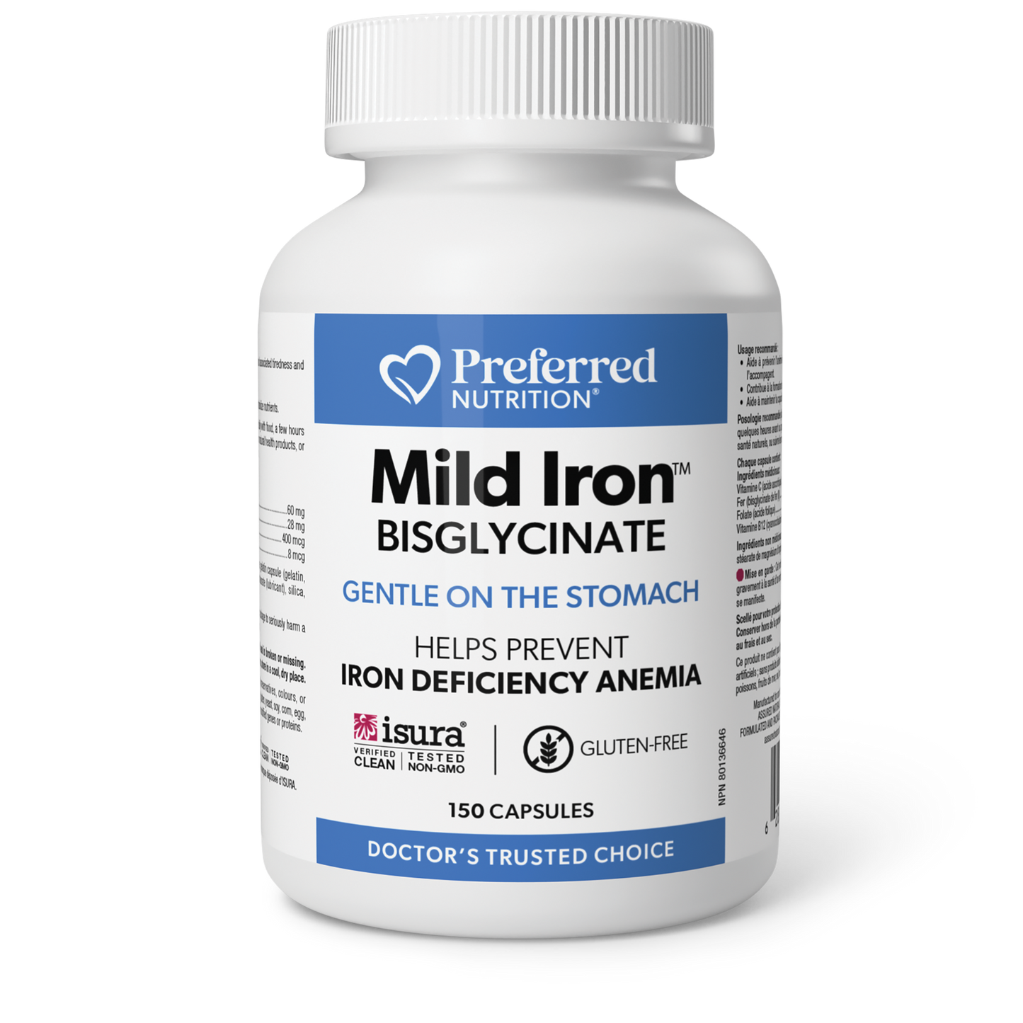 Preferred Nutrition® Mild Iron Bisglycinate 150 Capsules