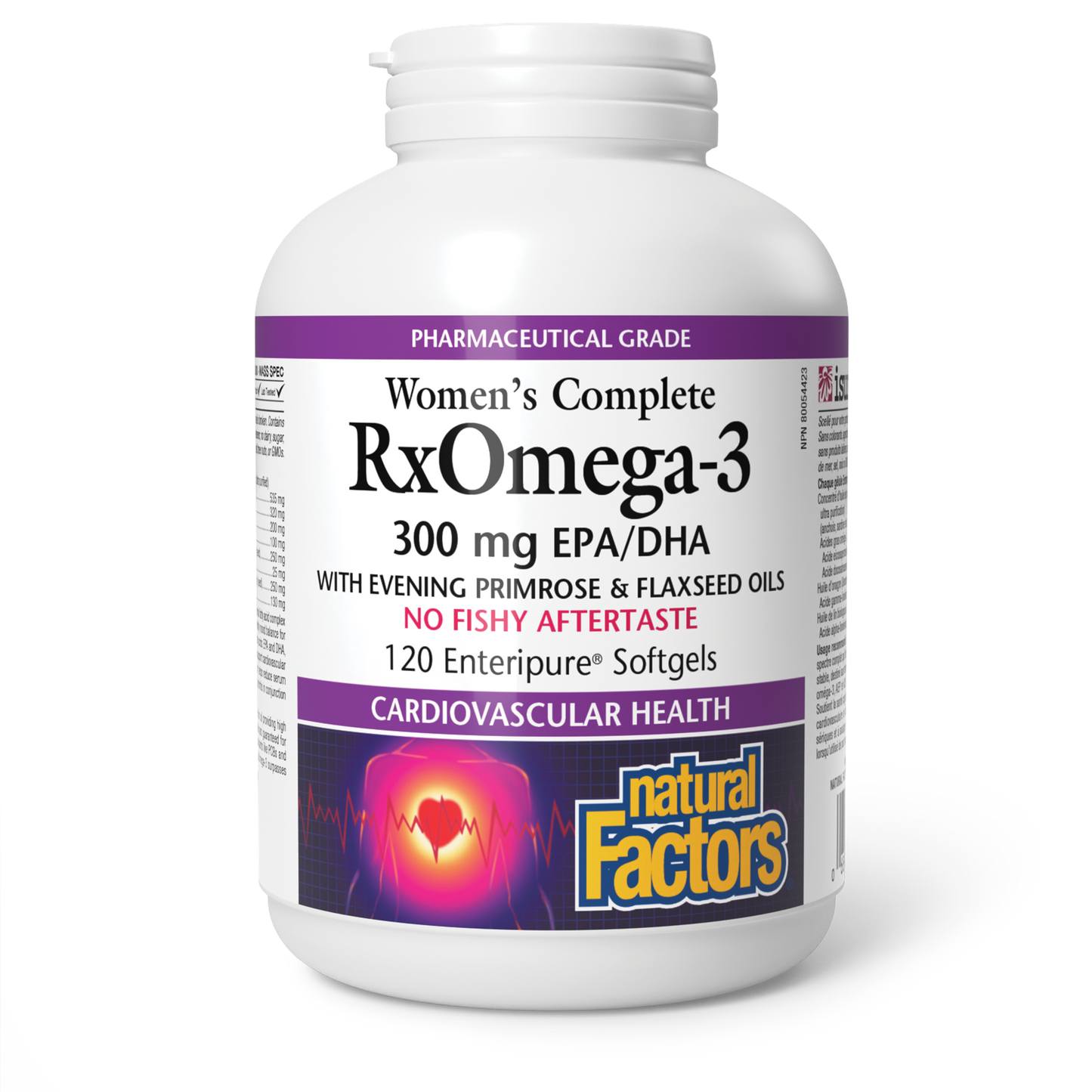 Natural Factors Women's Complete RxOmega-3 With Evening Primrose & Flaxseed Oils 300 mg EPA/DHA 120 Enteripure® Softgels