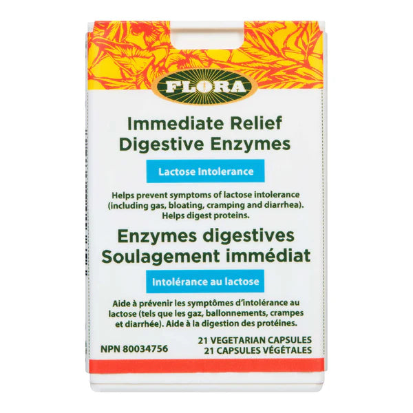 Immediate Relief Digestive Enzymes | Enzymes digestives soulagement immédiat, 21 Vegetarian Capsules -FLORA