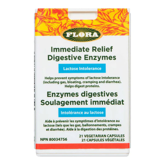 Immediate Relief Digestive Enzymes | Enzymes digestives soulagement immédiat, 21 Vegetarian Capsules -FLORA