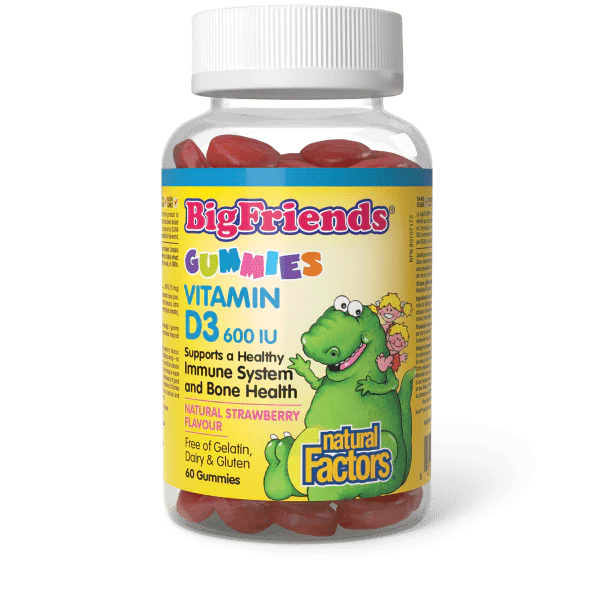 Vitamin D3 Gummies 600 IU Big Friends, 60 Gummies - Natural Factors