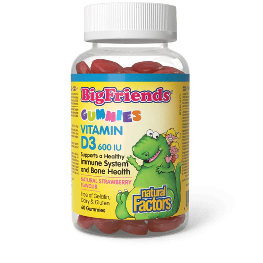 Vitamin D3 Gummies 600 IU Big Friends, 60 Gummies - Natural Factors