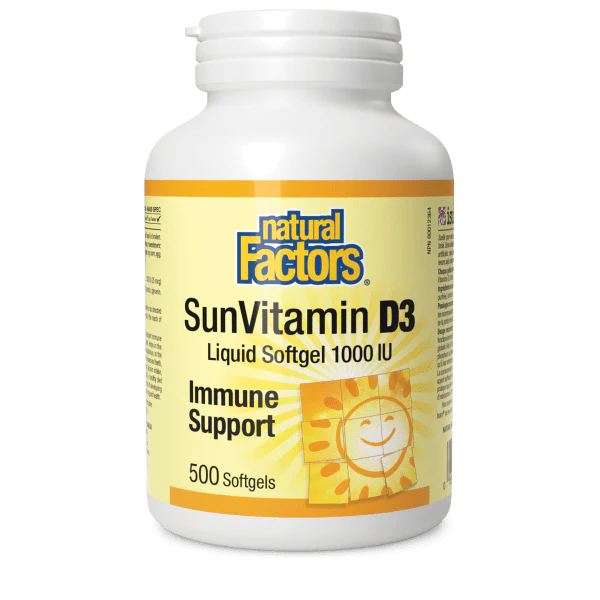 SunVitamin D3 Softgels 1000 IU, 500 Softgels - Natural Factors