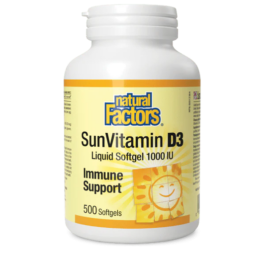 SunVitamin D3 Softgels 1000 IU, 500 Softgels - Natural Factors