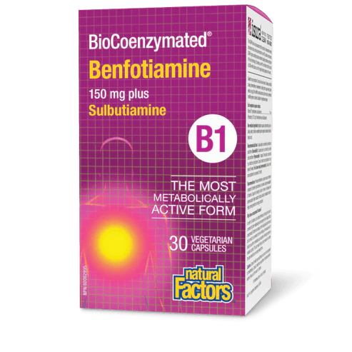 BioCoenzymated Benfotiamine B1 plus Sulbutiamine BioCoenzymated™, 30 Vegetarian Capsules - Natural Factors