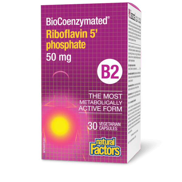 BioCoenzymated Riboflavin 5’-phosphate B2 50 mg BioCoenzymated™, 30Vegeterian Capsules - Natural Factors