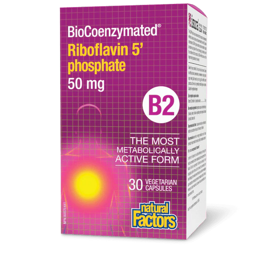BioCoenzymated Riboflavin 5’-phosphate B2 50 mg BioCoenzymated™, 30Vegeterian Capsules - Natural Factors