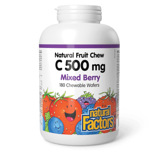 Vitamin C 500 mg 100% Natural Fruit Chew Blueberry, Raspberry, and Boysenberry