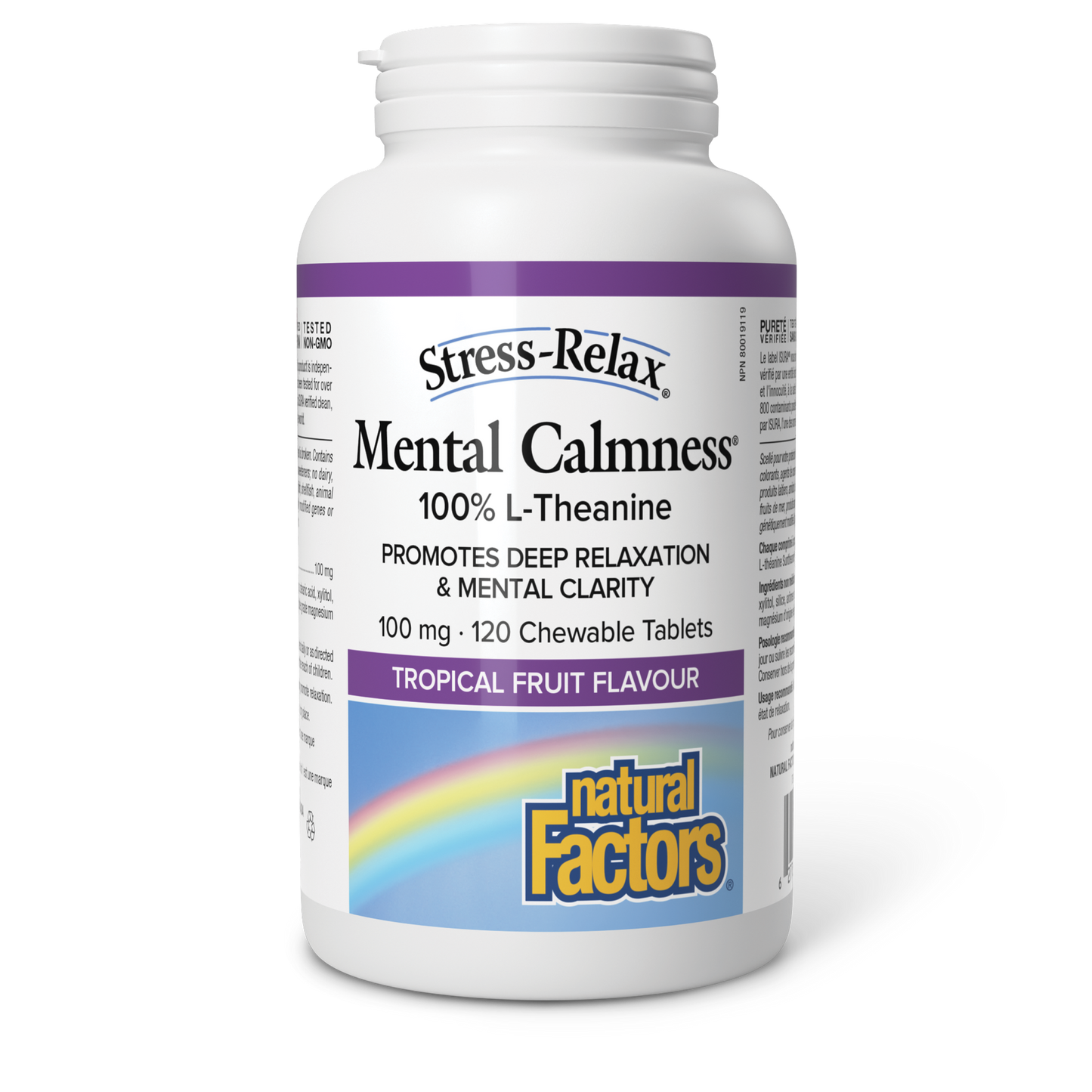 Natural Factors Mental Calmness 100 mg 120 Chewable Tablets Tropical fruit flavour
