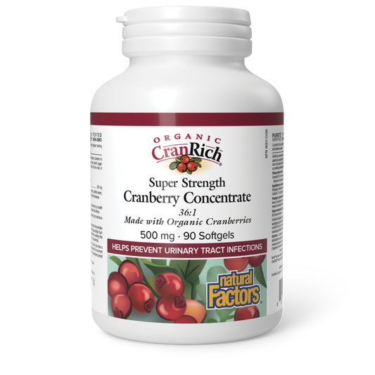 Natural Factors Organic CranRich® Super Strength Cranberry Concentrate 500 mg 90 Softgels