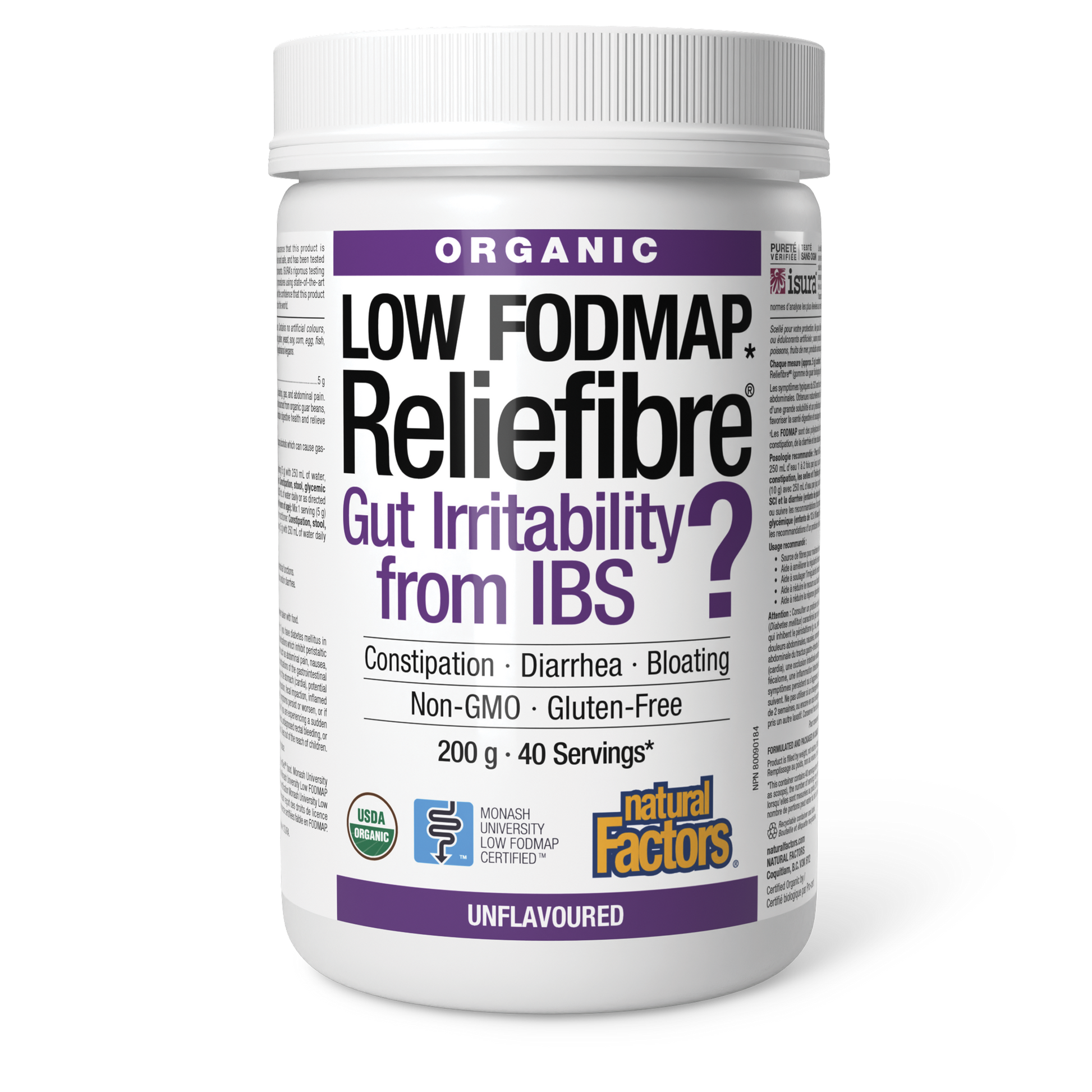 Natural Factors Low FODMAP Reliefibre 200 g Powder Unflavoured