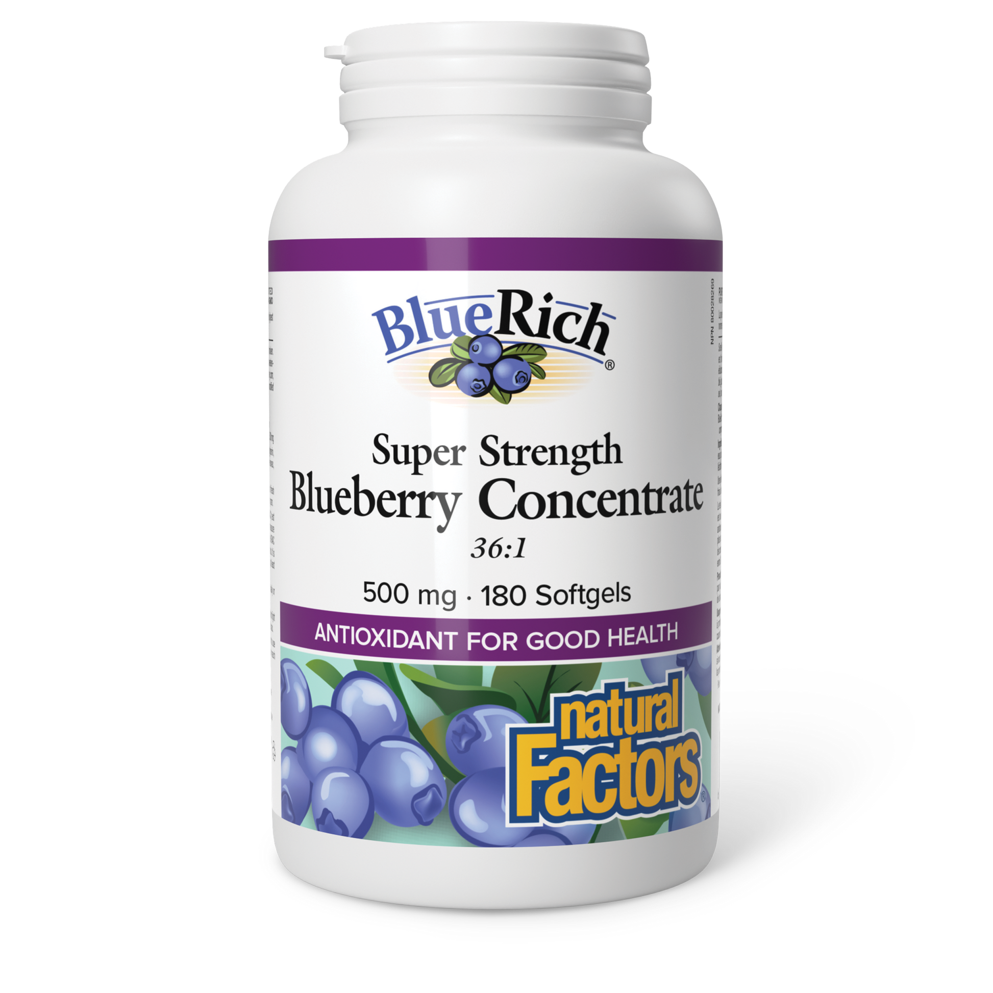 Natural Factors BlueRich® Super Strength Blueberry Concentrate 500 mg 180 Softgels