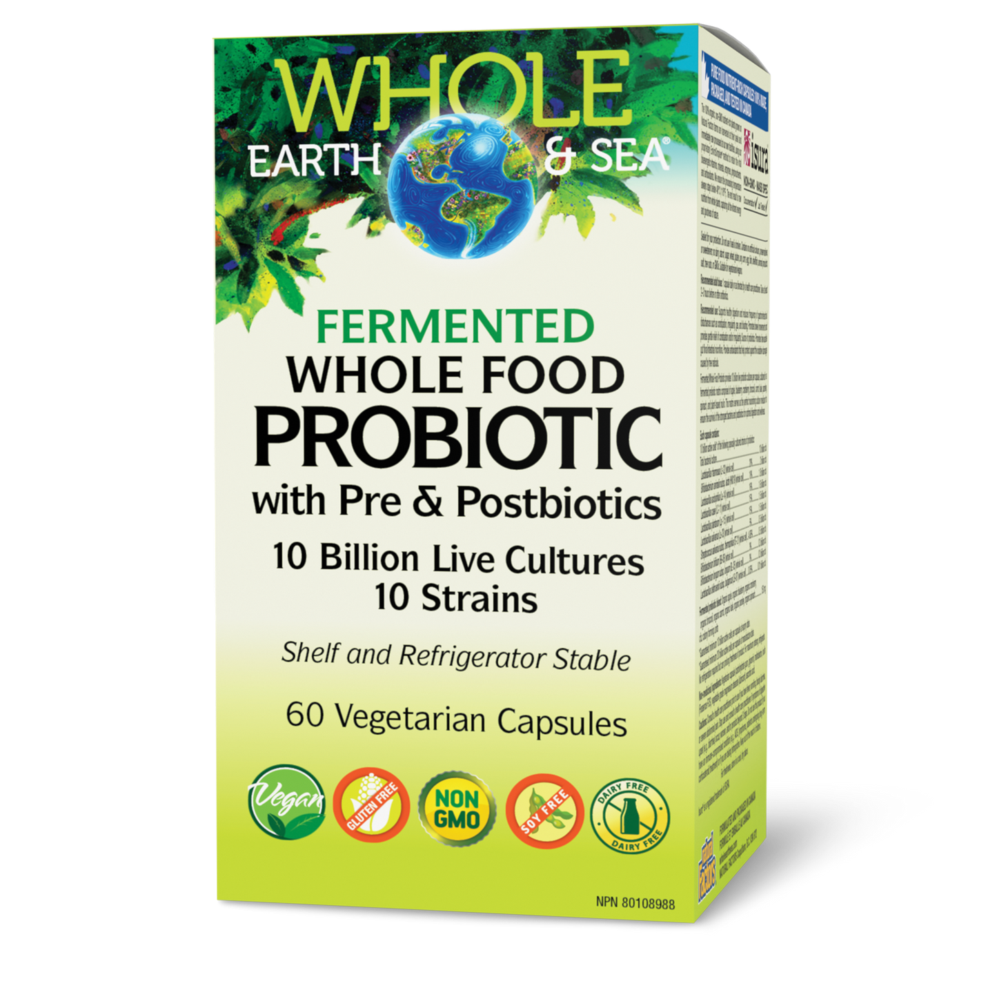 Whole Earth & Sea® Fermented Whole Food Probiotic with Pre & Postbiotics 10 Billion Live Cultures/10 Strains 60 Vegetarian Capsules