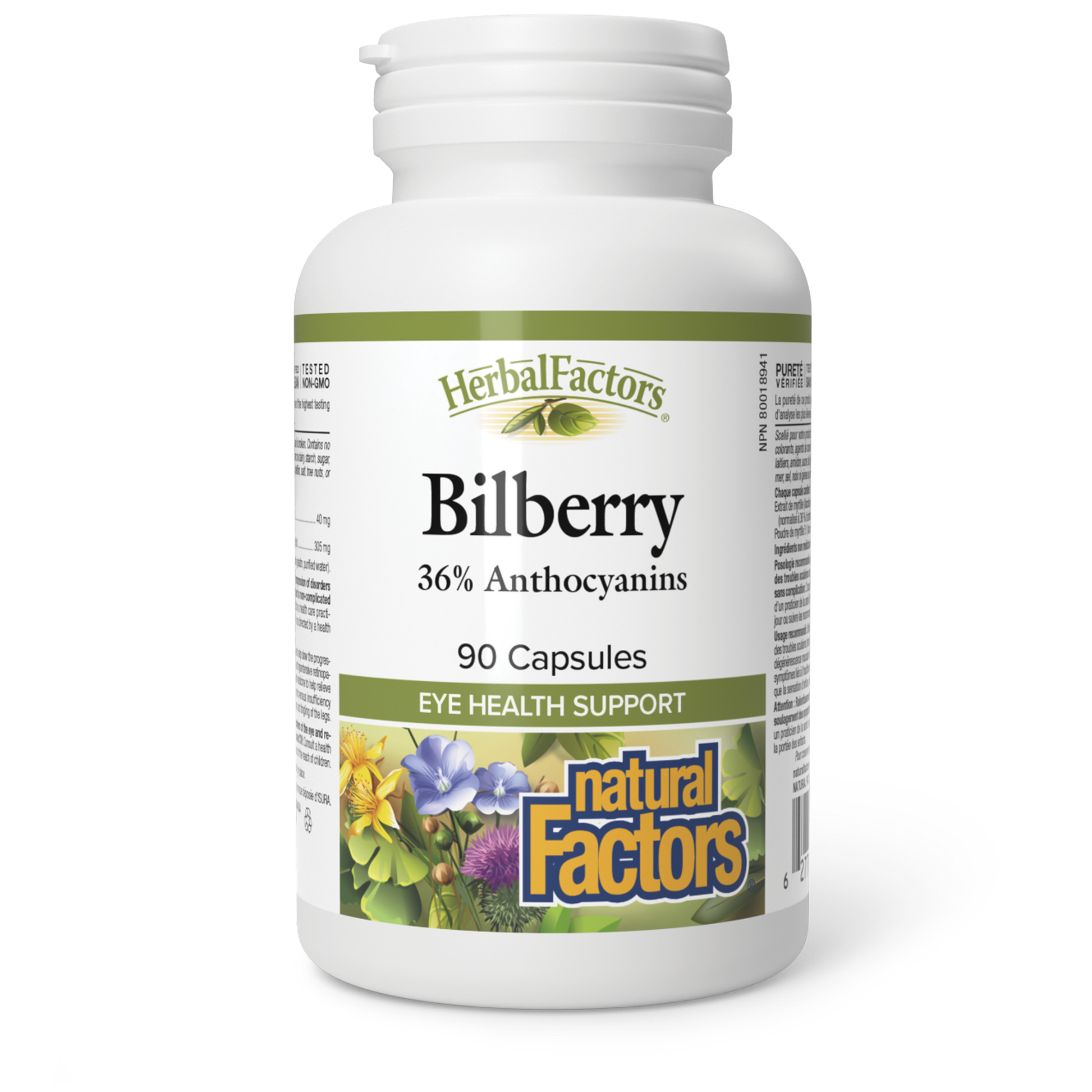 Natural Factors Bilberry 36% Anthocyanidins 90 Capsules