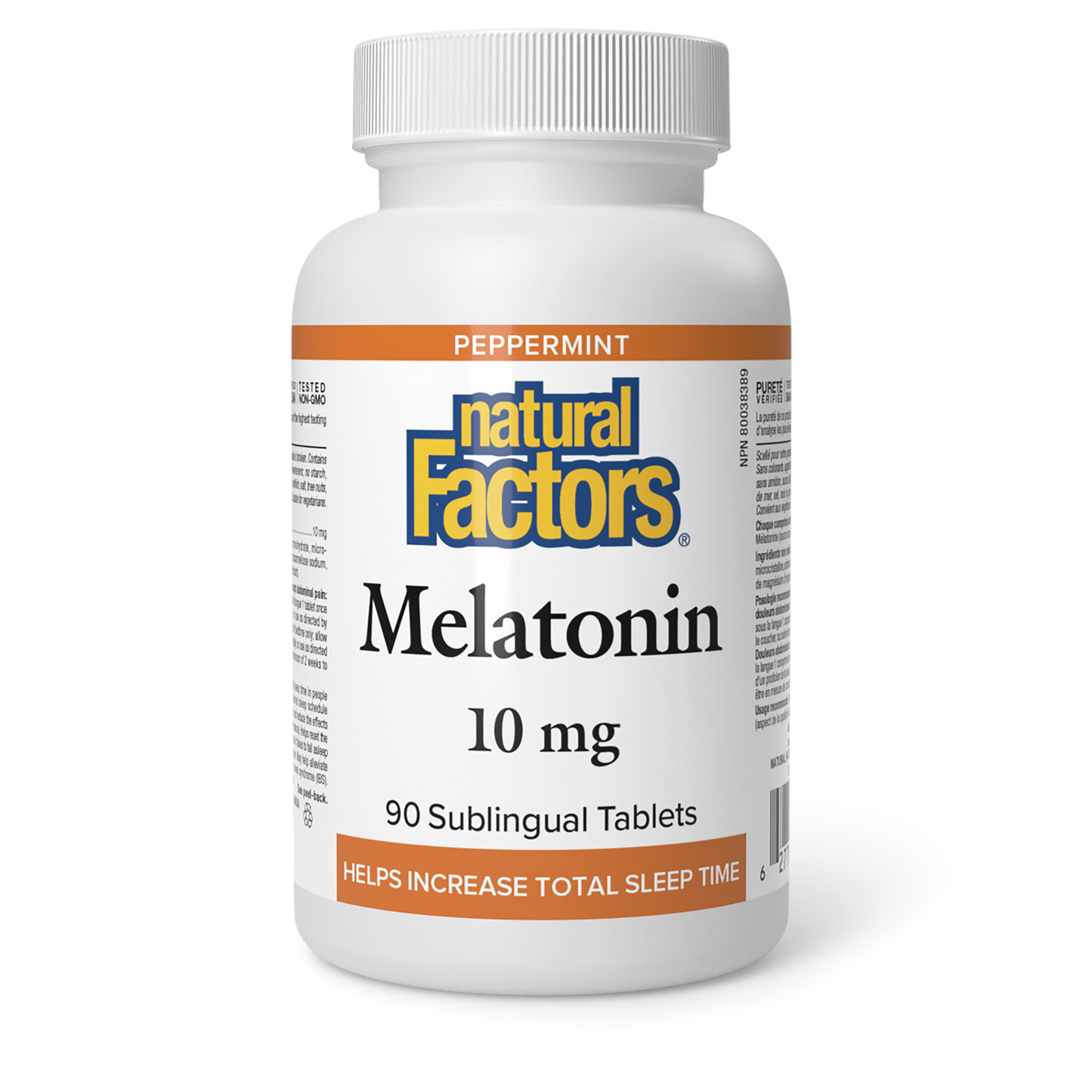 Natural Factors Melatonin 10 mg 90 Sublingual Tablets Peppermint