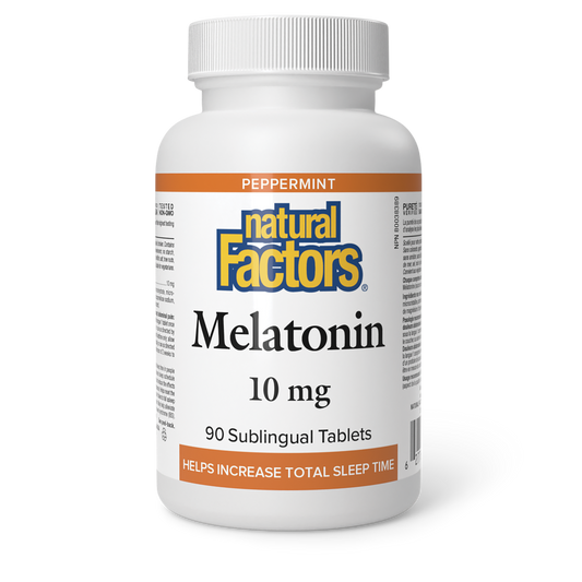 Natural Factors Melatonin 10 mg 90 Sublingual Tablets Peppermint