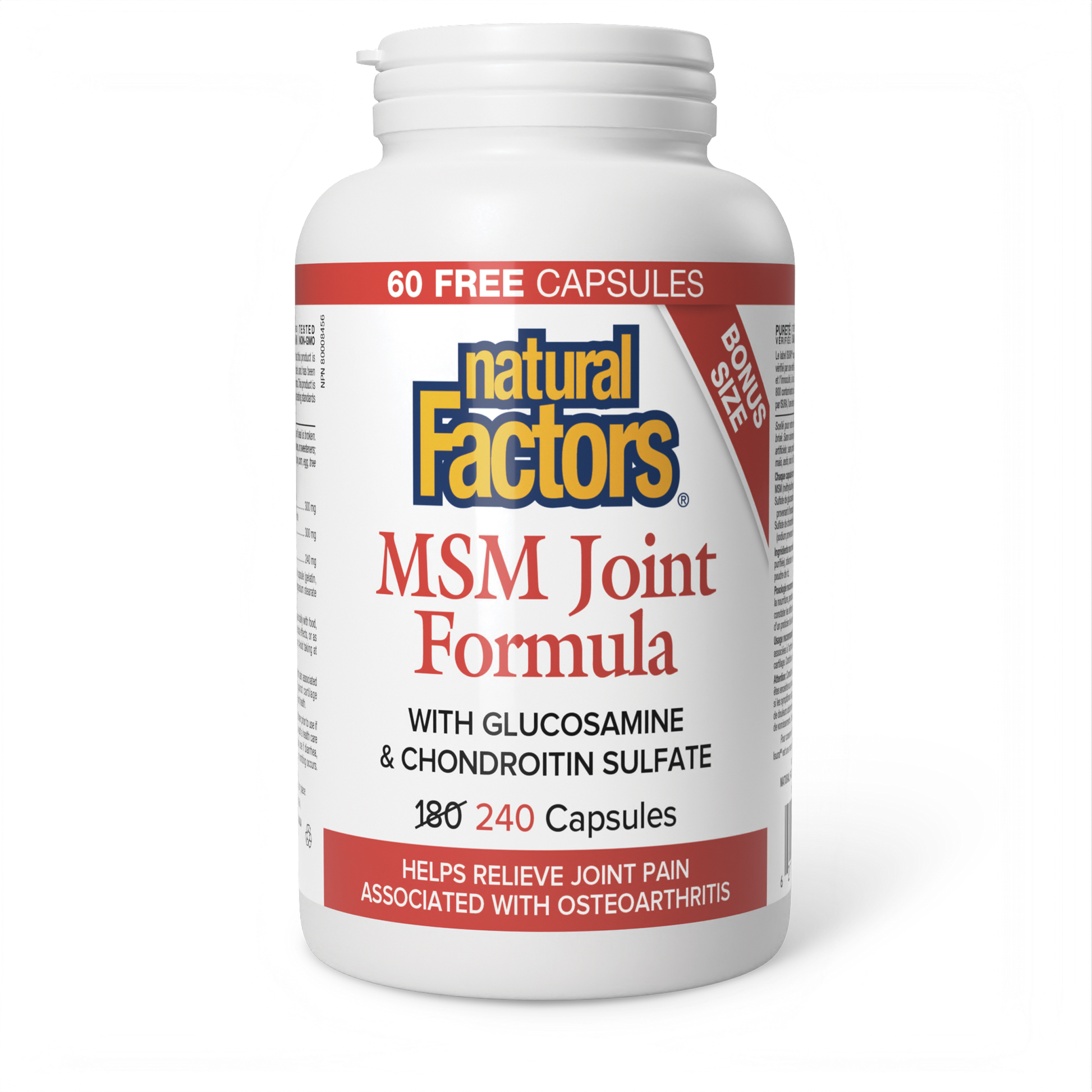 Natural Factors MSM Joint Formula with Glucosamine & Chondroitin Sulfates 240 Capsules