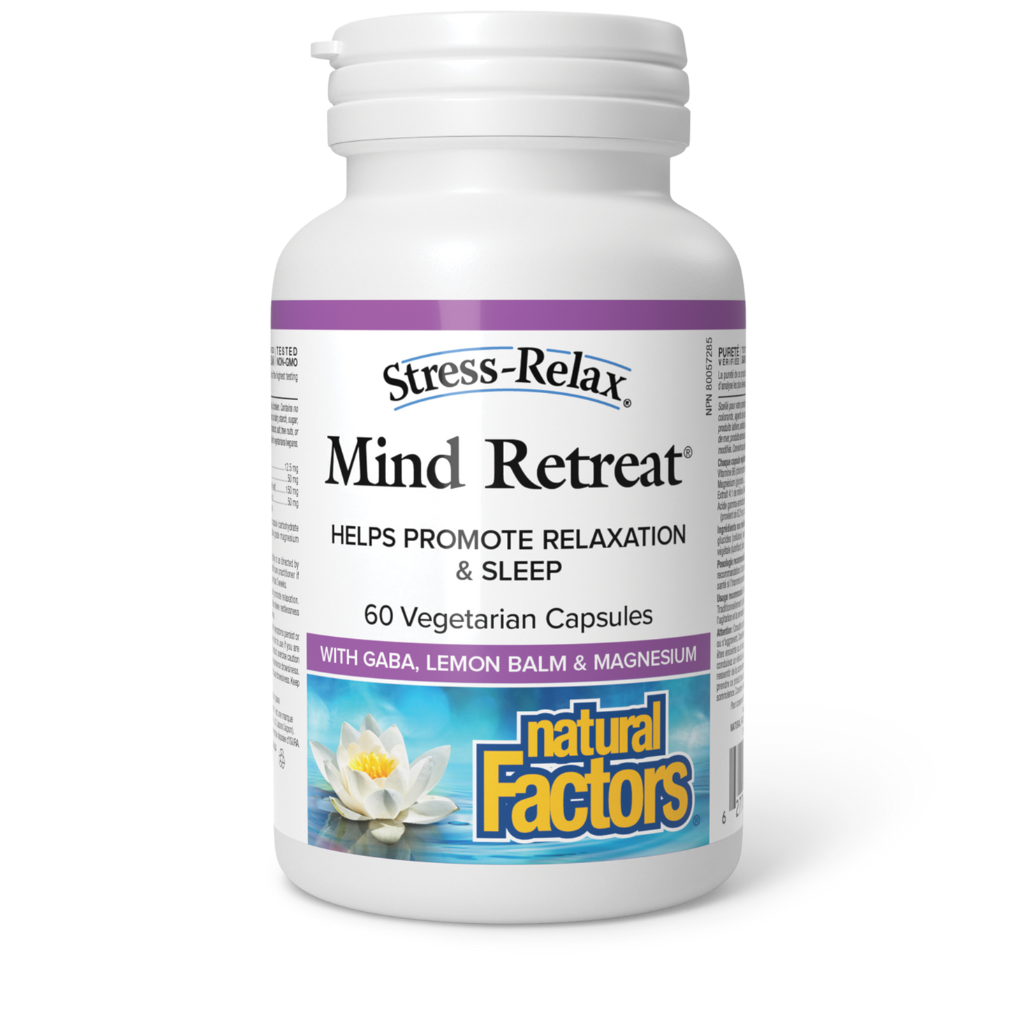 Natural Factors Mind Retreat® with GABA, Lemon Balm & Magnesium 60 Vegetarian Capsules