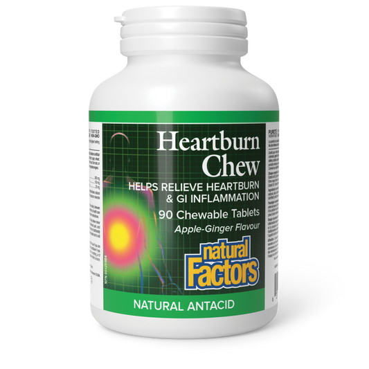Natural Factors Heartburn Chew 90 Chewable Tablets Apple-ginger
