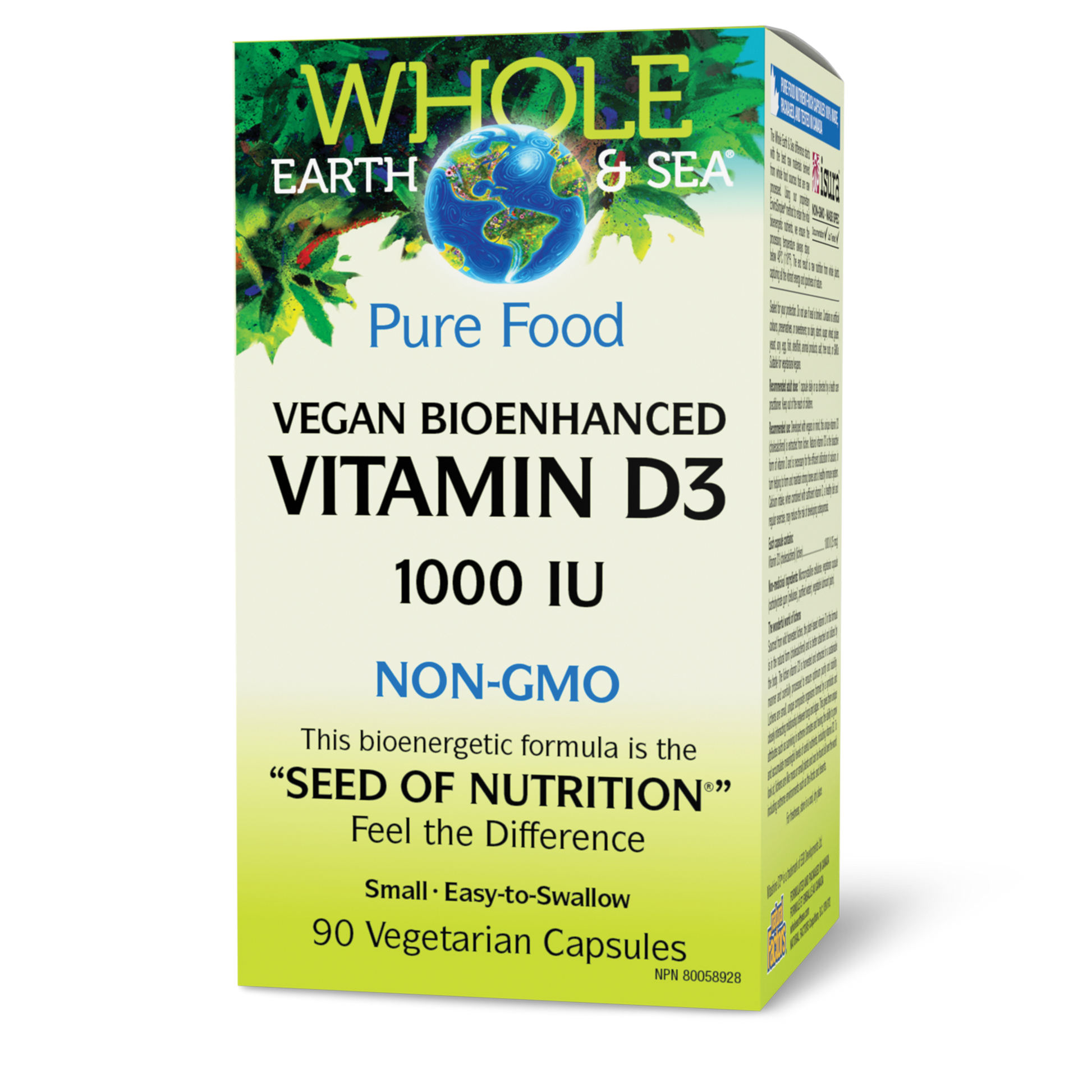 Whole Earth & Sea® Vegan Bioenhanced Vitamin D3 1000 IU 90 Vegetarian Capsules