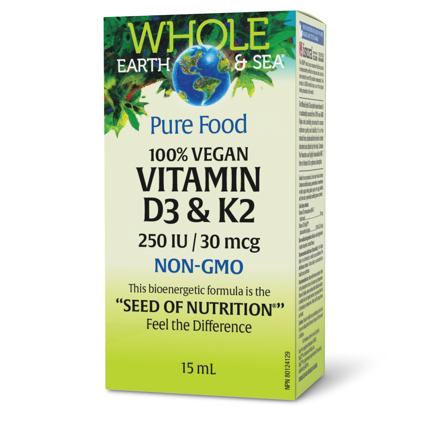 Whole Earth & Sea® 100% Vegan Vitamin D3 & K2 Pure Food 250 IU / 30 mcg 15 mL Liquid