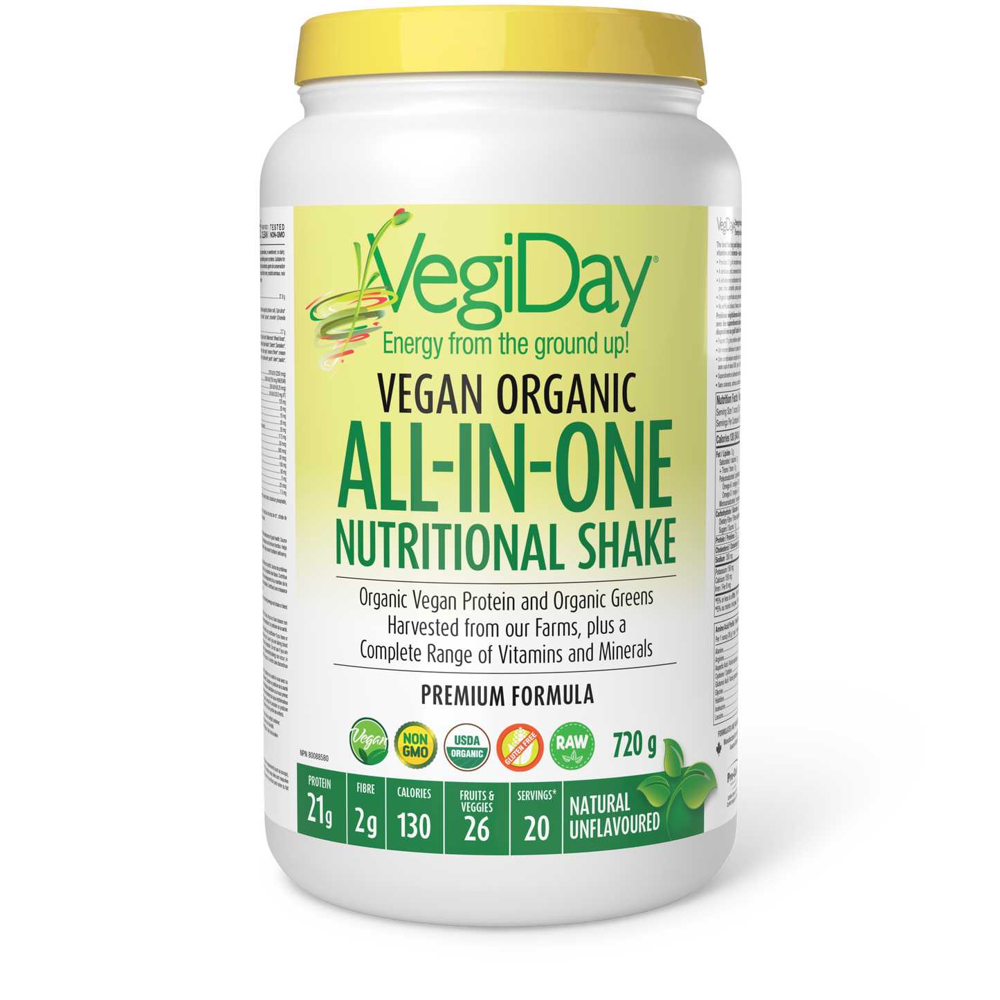 VegiDay® VegiDay® Vegan Organic All in One Nutritional Shake 720 g Powder Natural Unflavored