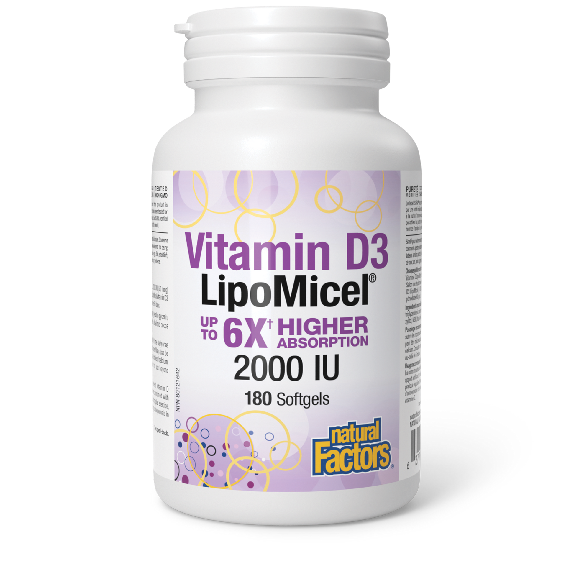 Natural Factors Vitamin D3 LipoMicel® 2000 IU 180 Softgels