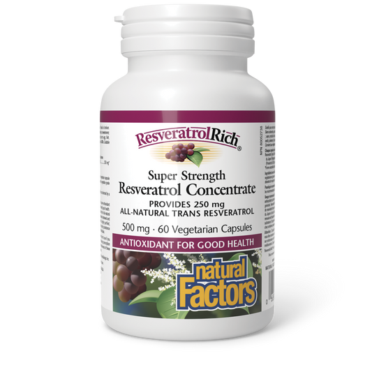 Natural Factors ResveratrolRich® Super Strength Resveratrol Concentrate 500 mg 60 Vegetarian Capsules