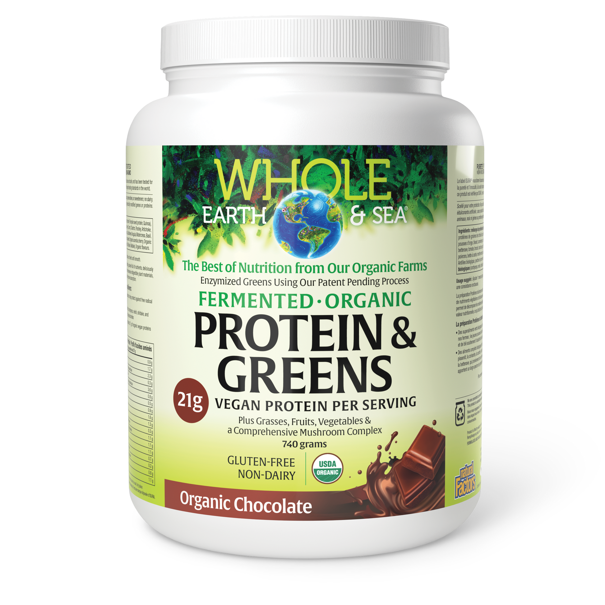 Whole Earth & Sea® Fermented Organic Protein & Greens 740 g Powder Organic Chocolate