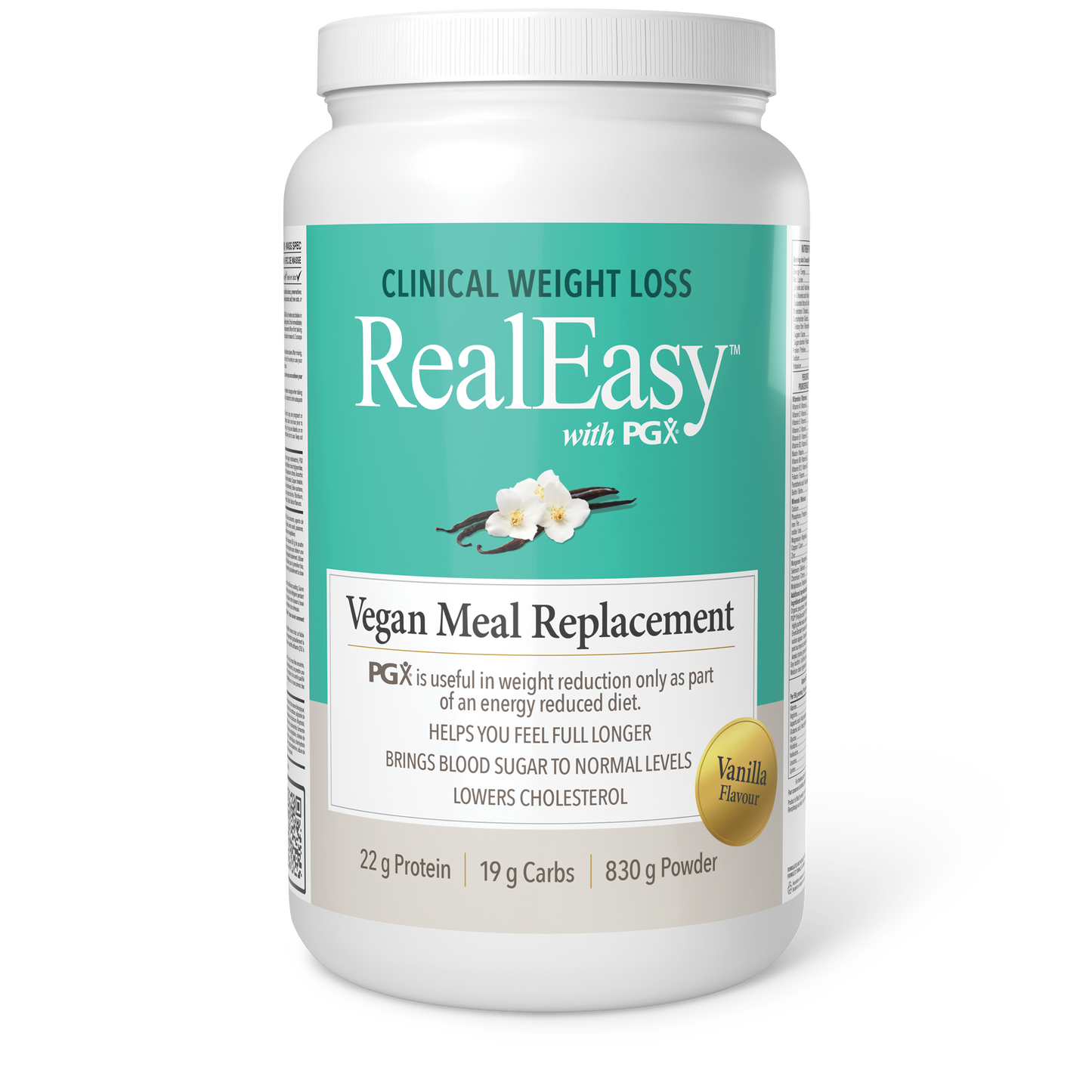 Natural Factors RealEasy™ with PGX® Vegan Meal Replacement 830 g Powder Vanilla Flavour