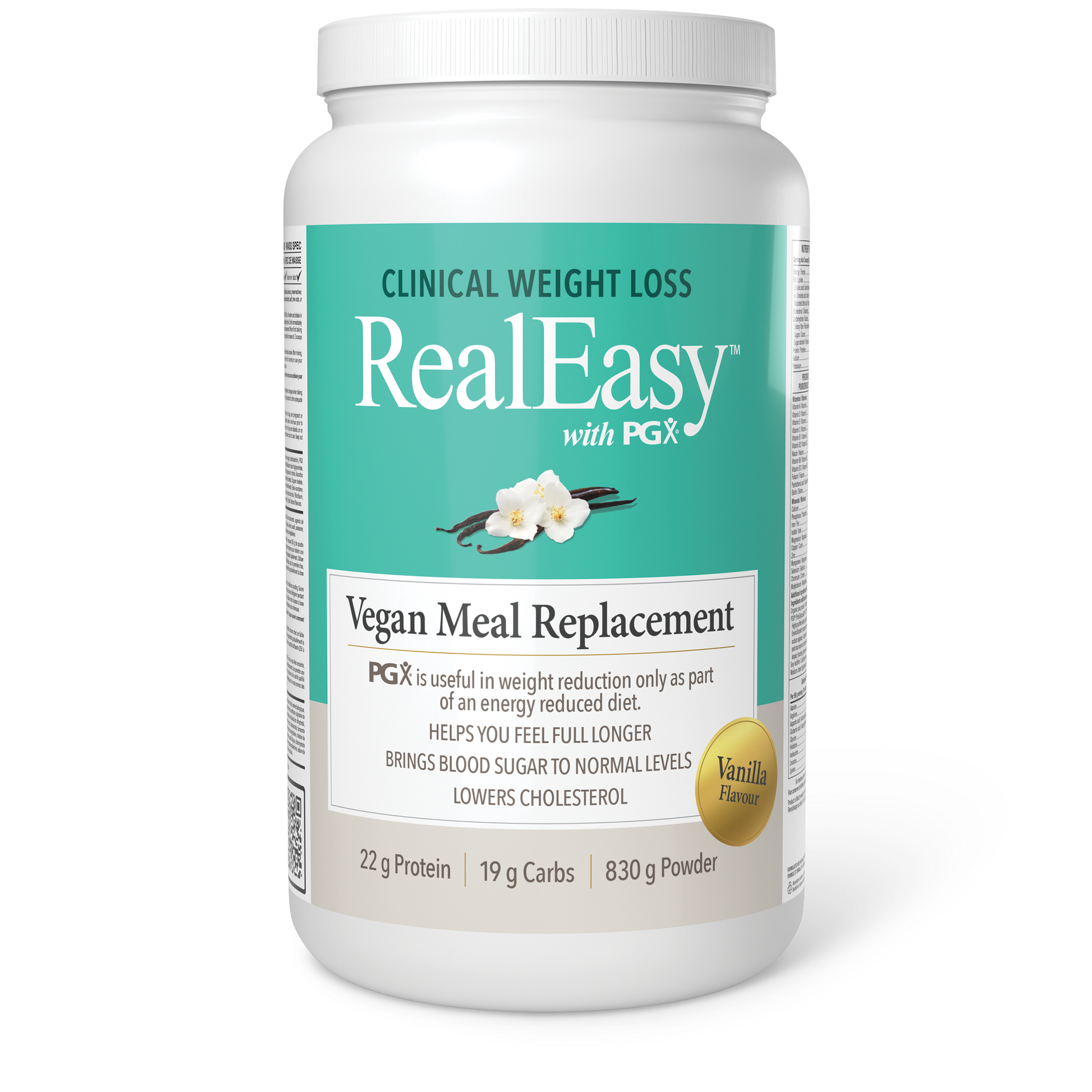 Natural Factors RealEasy™ with PGX® Vegan Meal Replacement 830 g Powder Vanilla Flavour