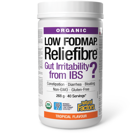 Natural Factors Low FODMAP Reliefibre 268 g Powder Tropical Flavour